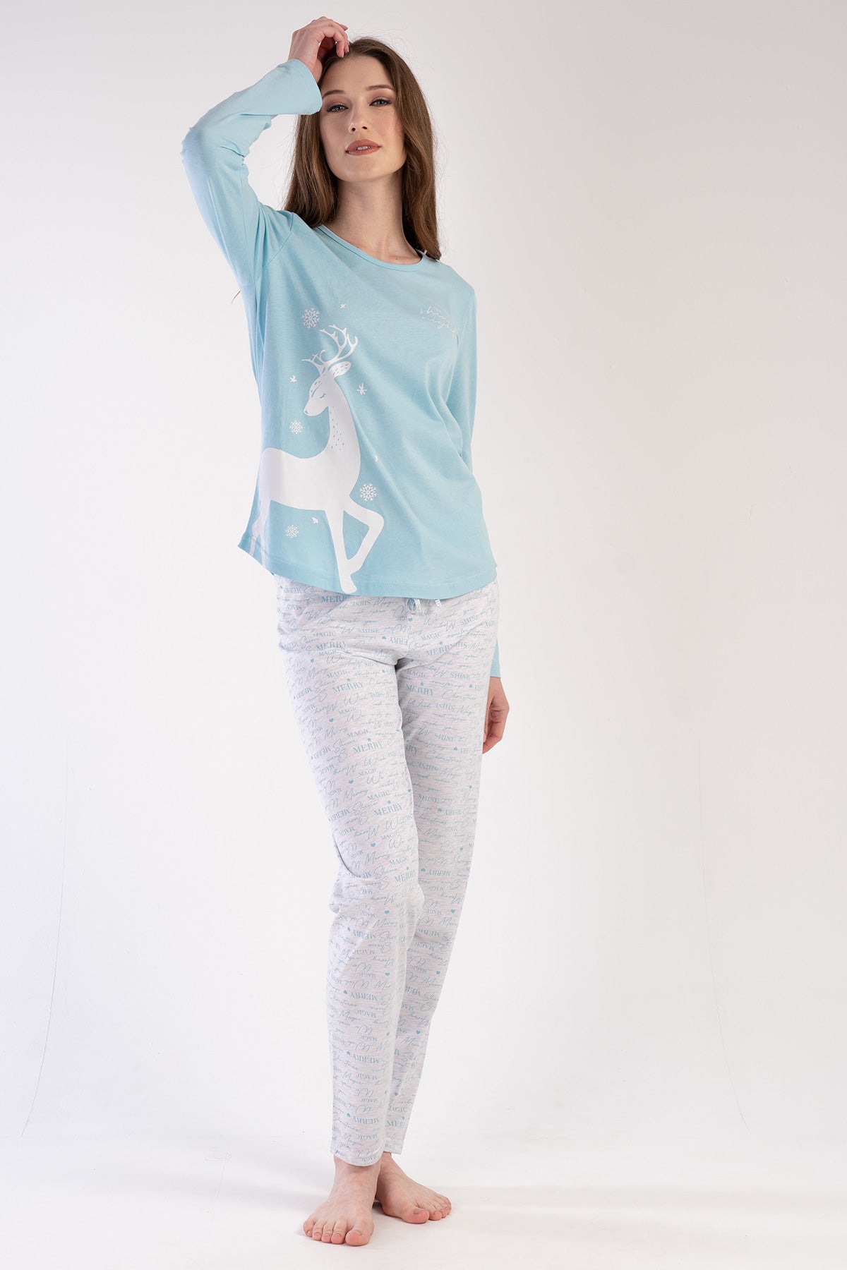 KADIN P.SUPREM O YAKA UZUN KOL ETEGI OVAL PIJAMA TAKIM