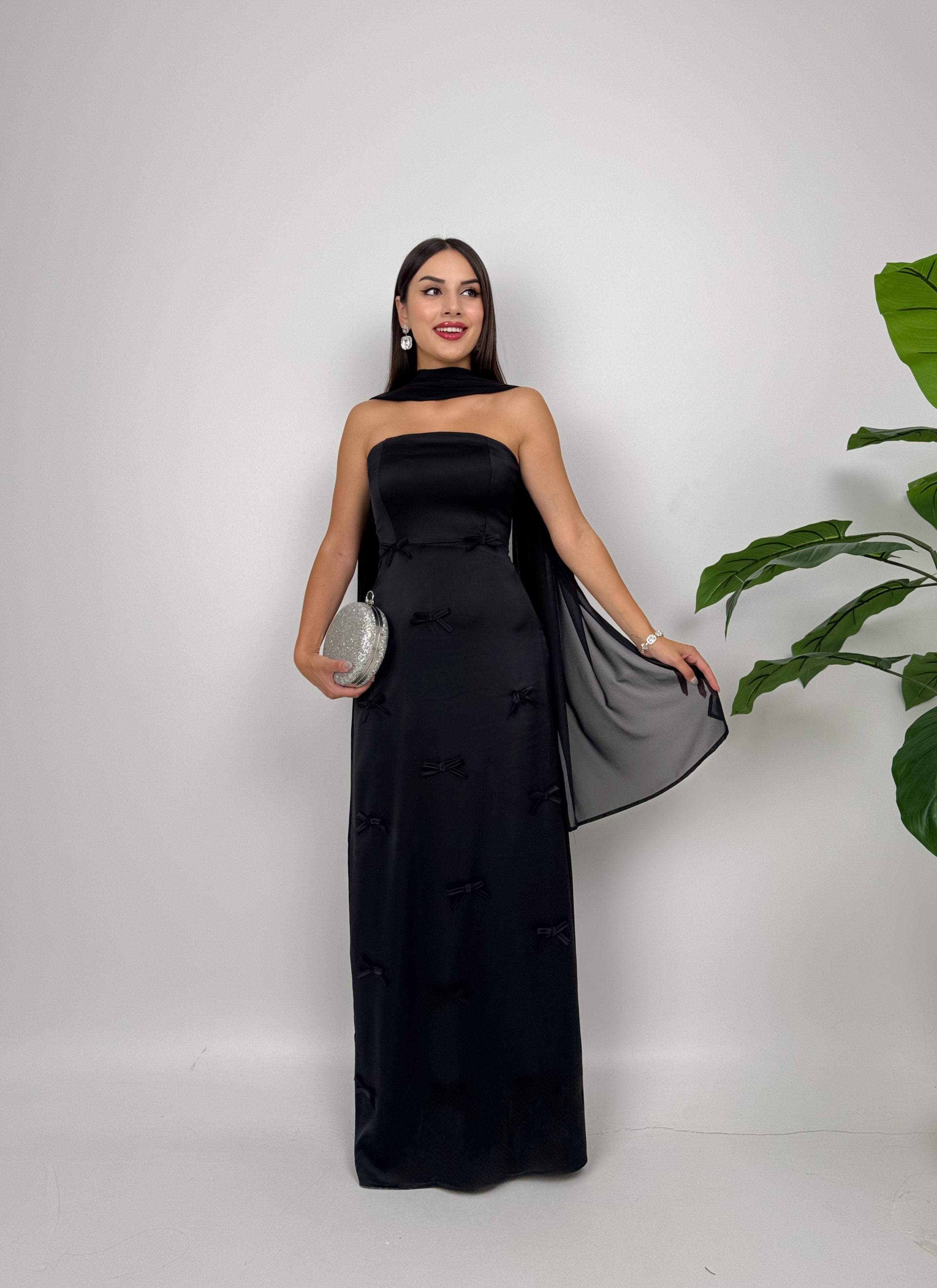 3060 SATEN KURDELELİ ELBİSE