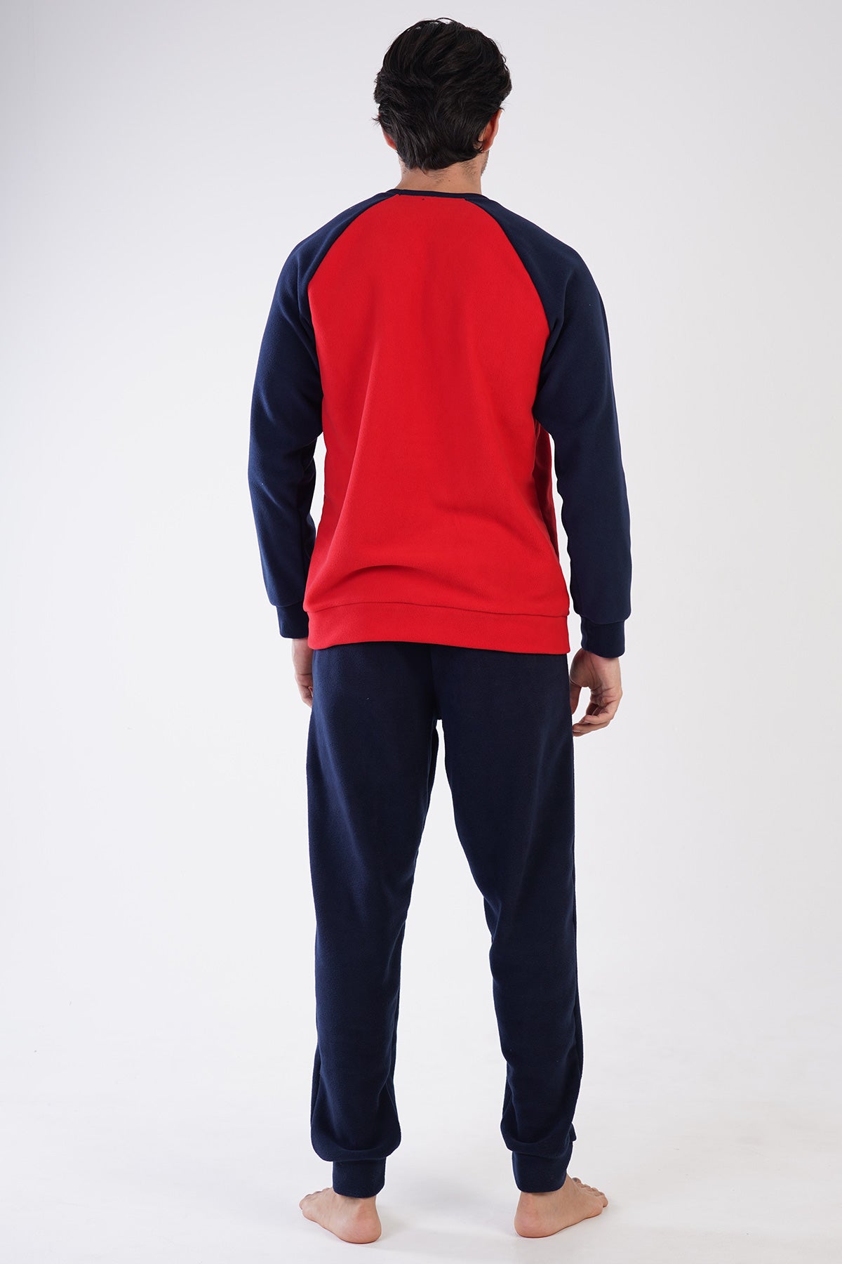 CEPLI ERKEK POLAR O YAKA UZUN KOL MANSETLI PIJAMA TAKIM