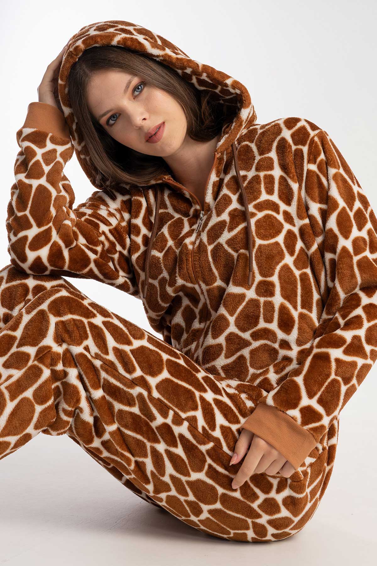 KADIN SOFT KAPSONLU UZUN KOL FERMUARLI MANSETLI CEPLI TULUM