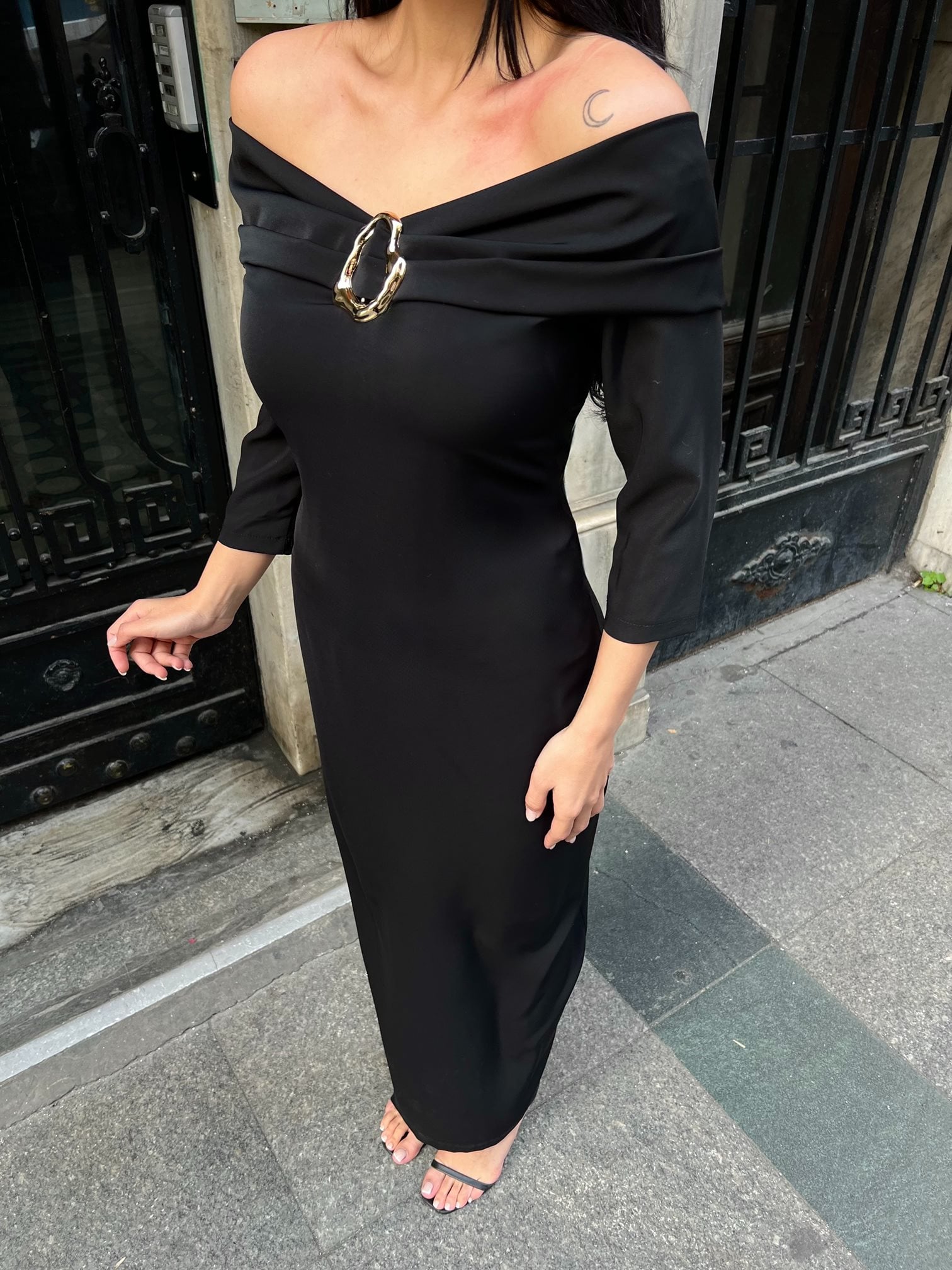 3061 BOAT NECK DRESS WITH ACCESSORIES