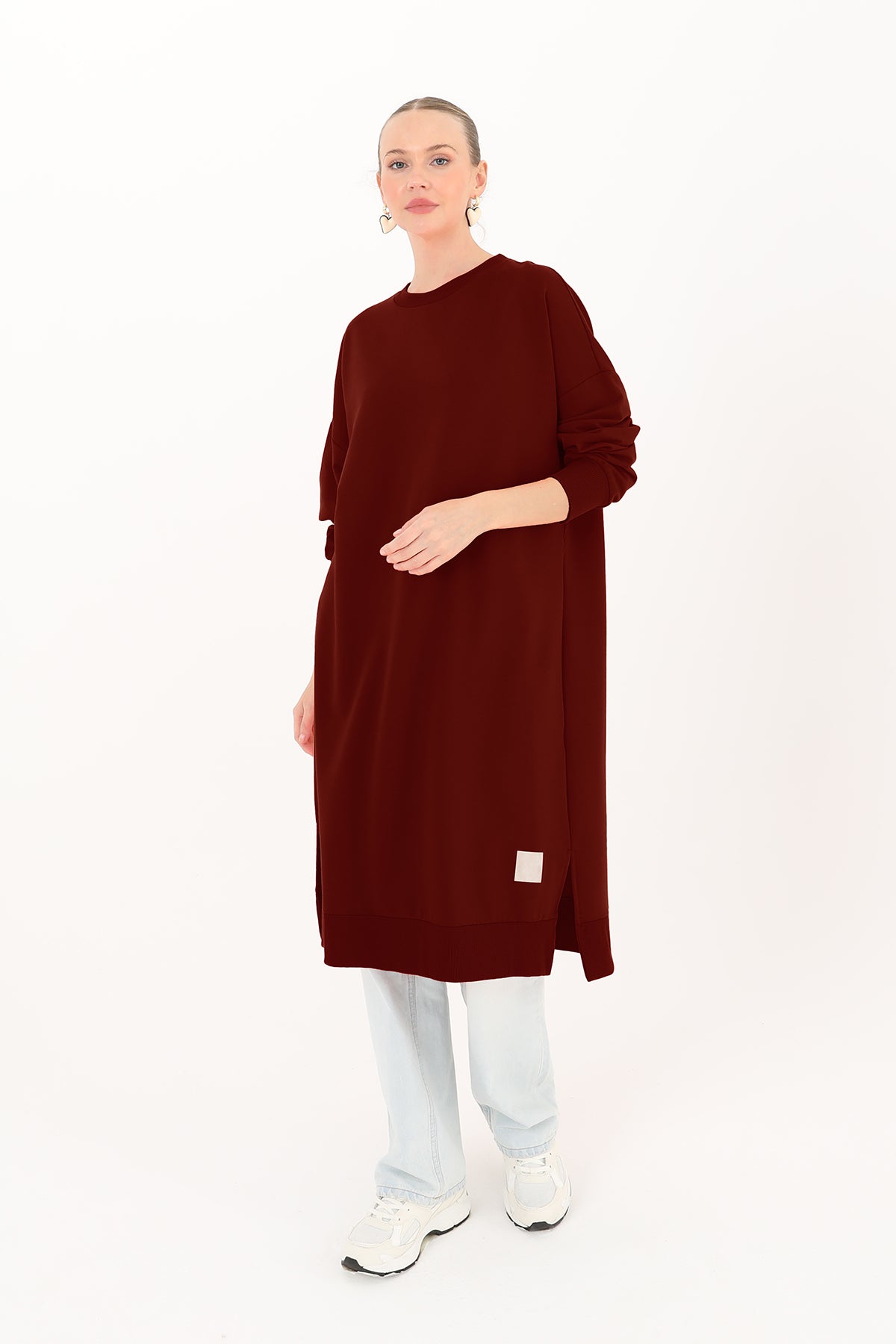 Kadın Basic Tunic - 30645TUN - BURGUNDY