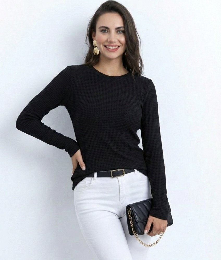 Kadın Uzun Kollu Bisiklet Yaka Triko Kazak , 37780