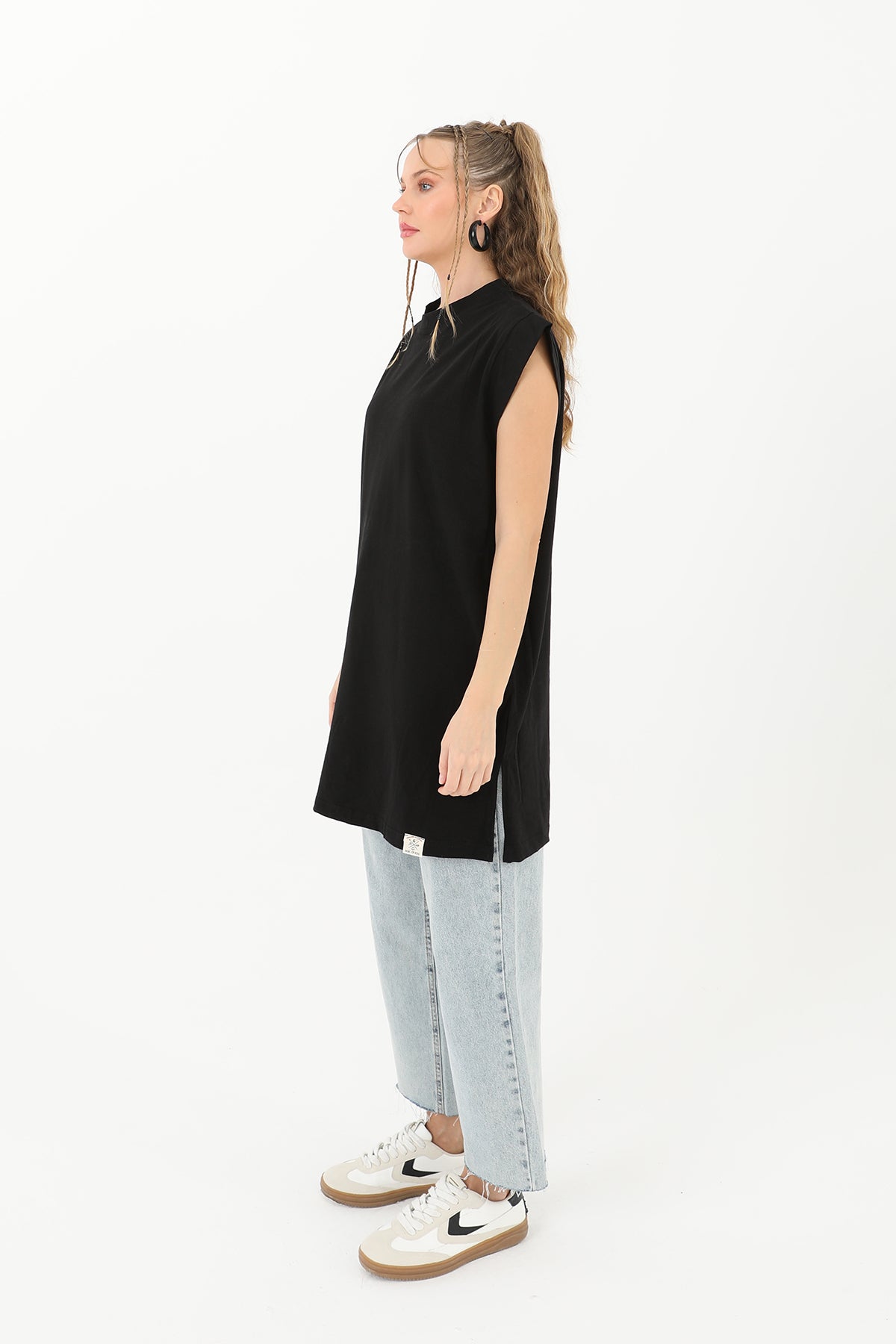 Kadın Basic Kolsuz T-shirt - 30725TUN
