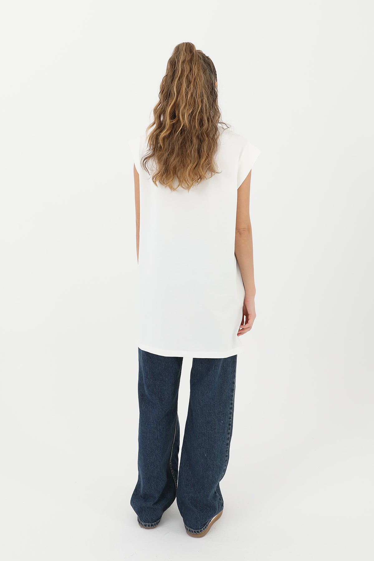 Kadın Basic Kolsuz T-shirt - 30725TUN
