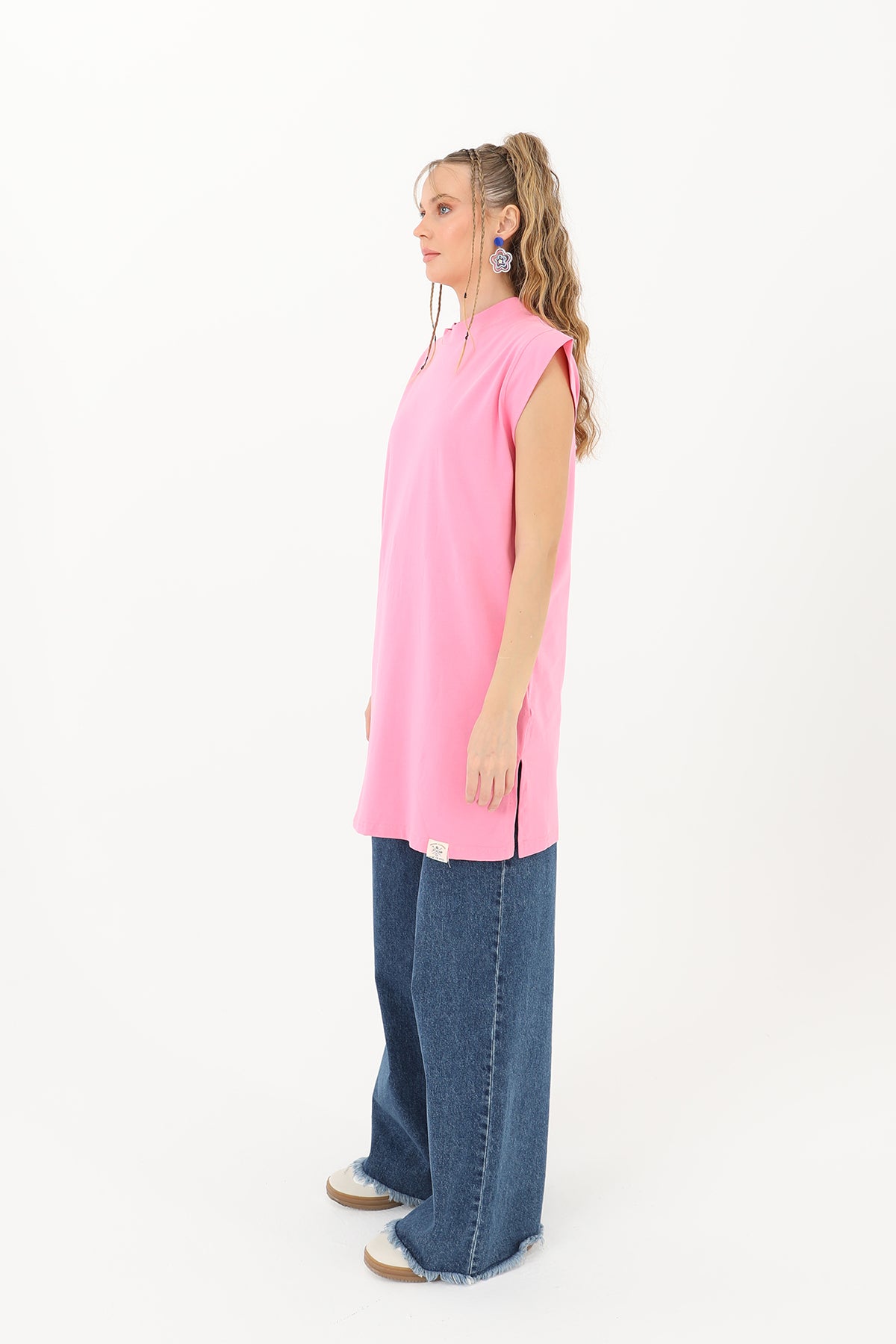 Kadın Basic Kolsuz T-shirt - 30725TUN