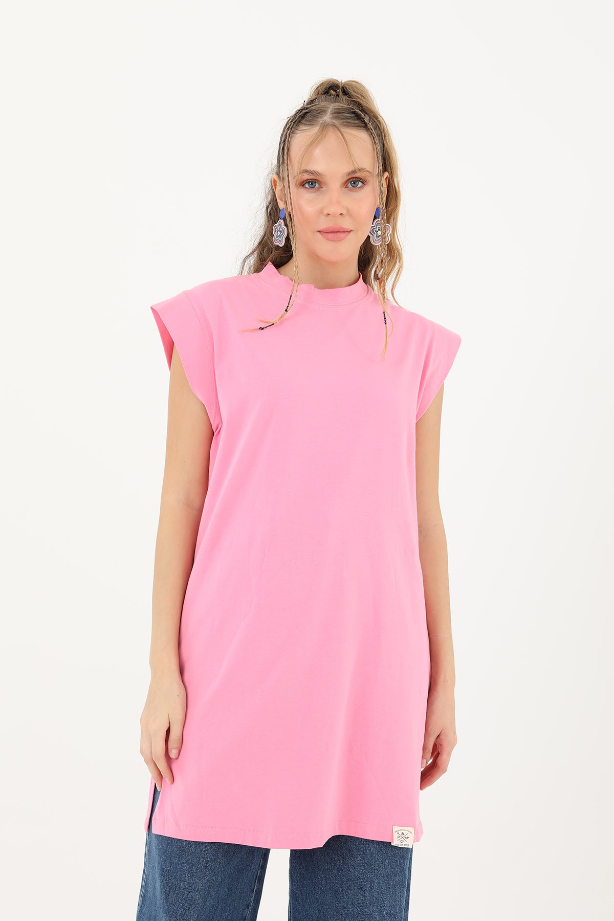 Kadın Basic Kolsuz T-shirt - 30725TUN