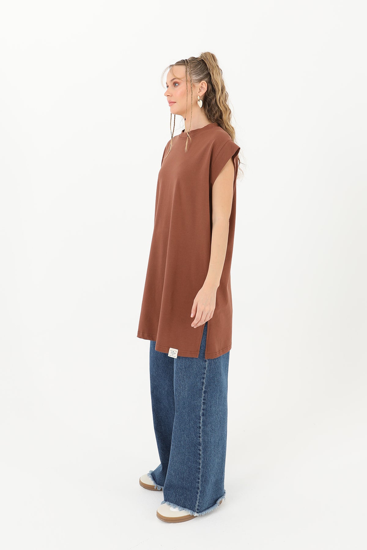 Kadın Basic Kolsuz T-shirt - 30725TUN