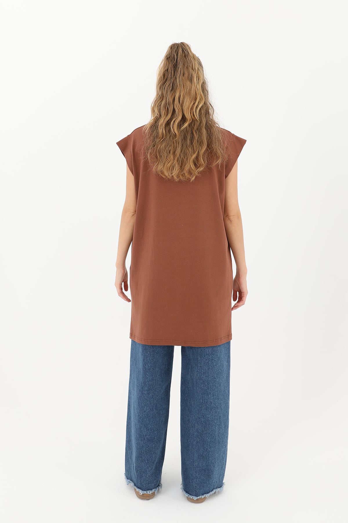 Kadın Basic Kolsuz T-shirt - 30725TUN