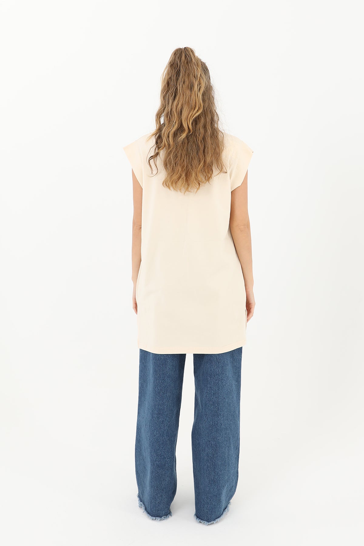 Kadın Basic Kolsuz T-shirt - 30725TUN