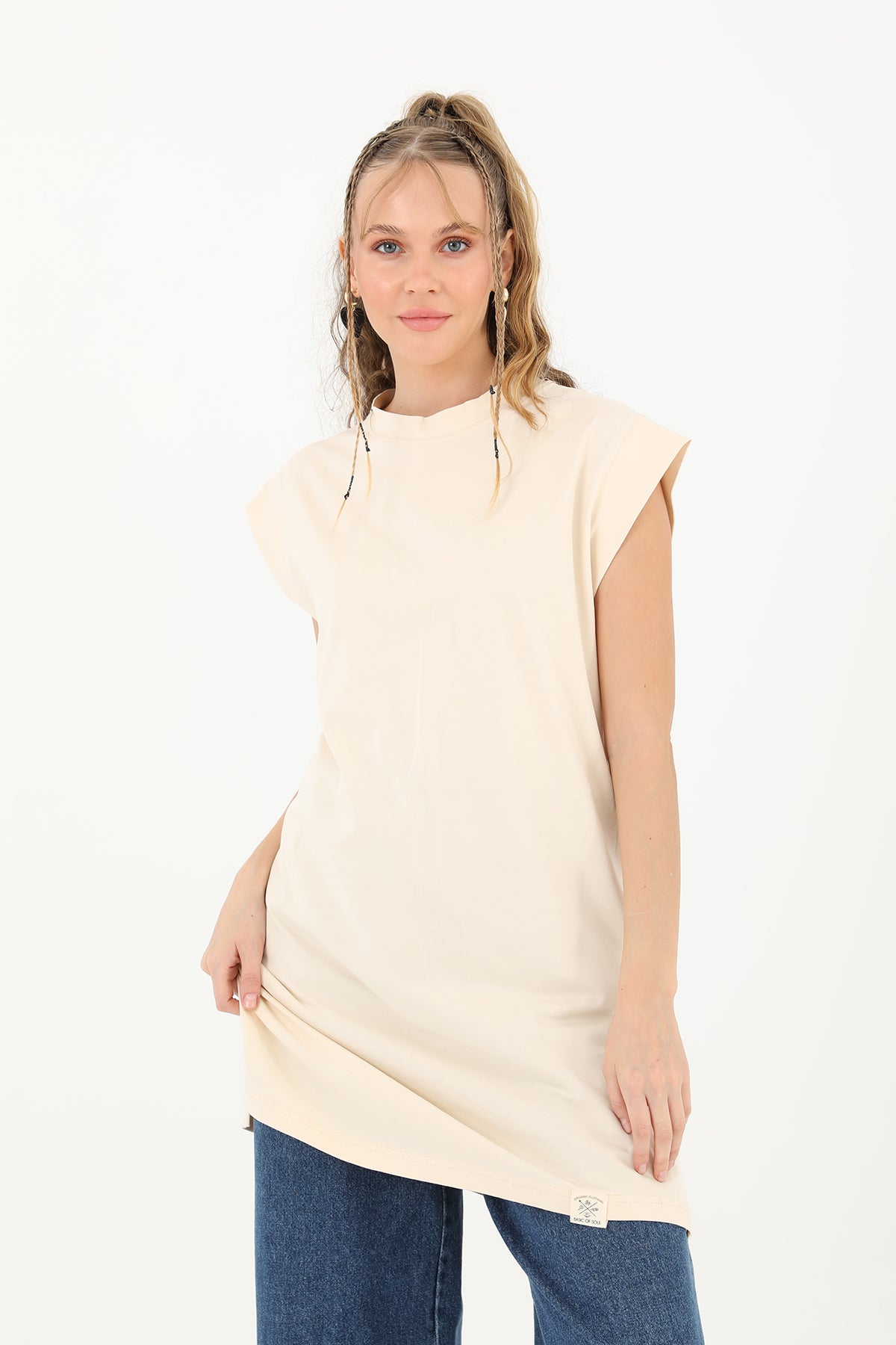 Kadın Basic Kolsuz T-shirt - 30725TUN