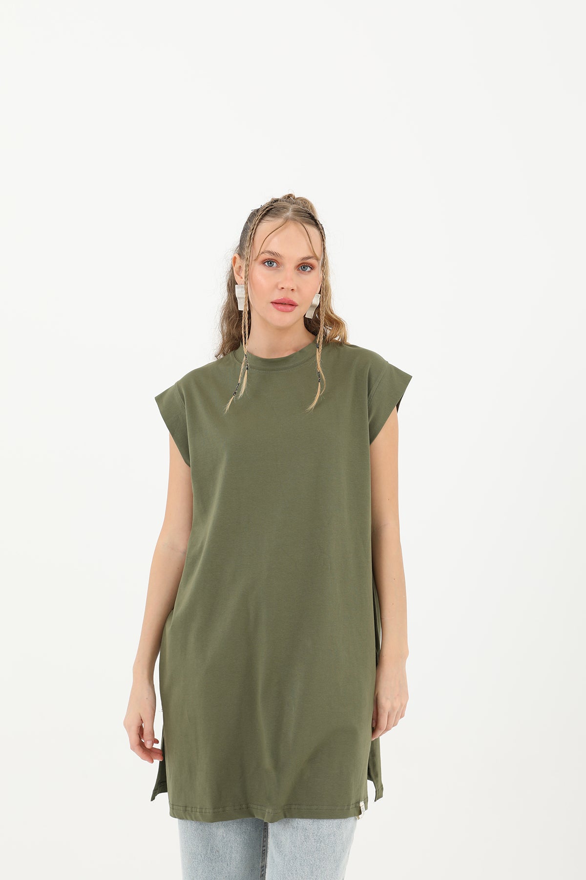 Kadın Basic Kolsuz T-shirt - 30725TUN
