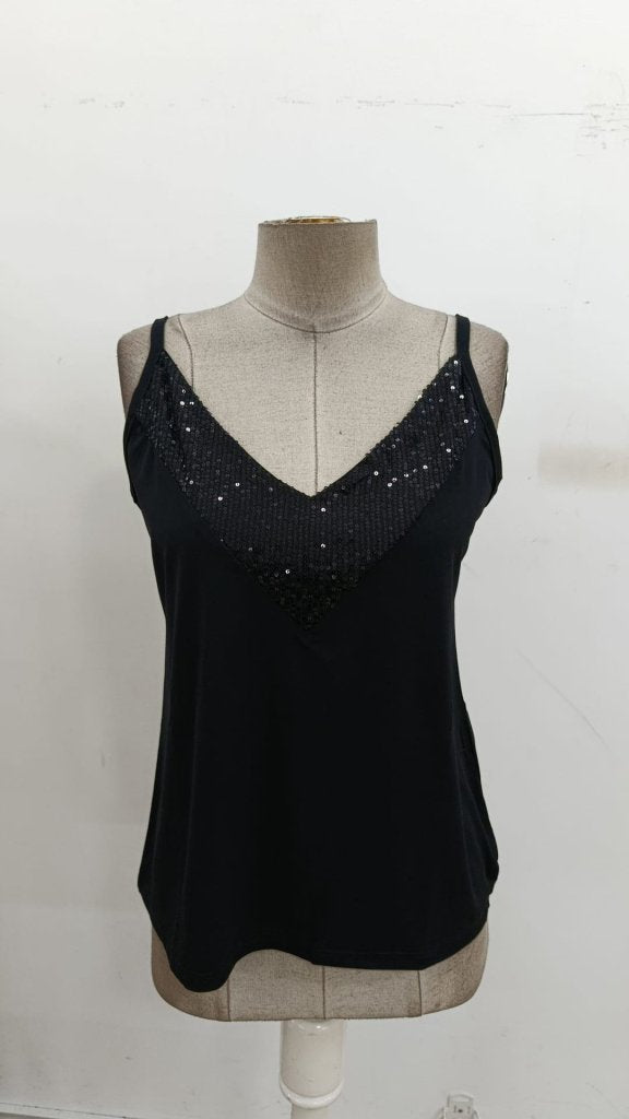 Women's Strappy V-Neck Sequin-Embellished Sandy Blouse, 30823