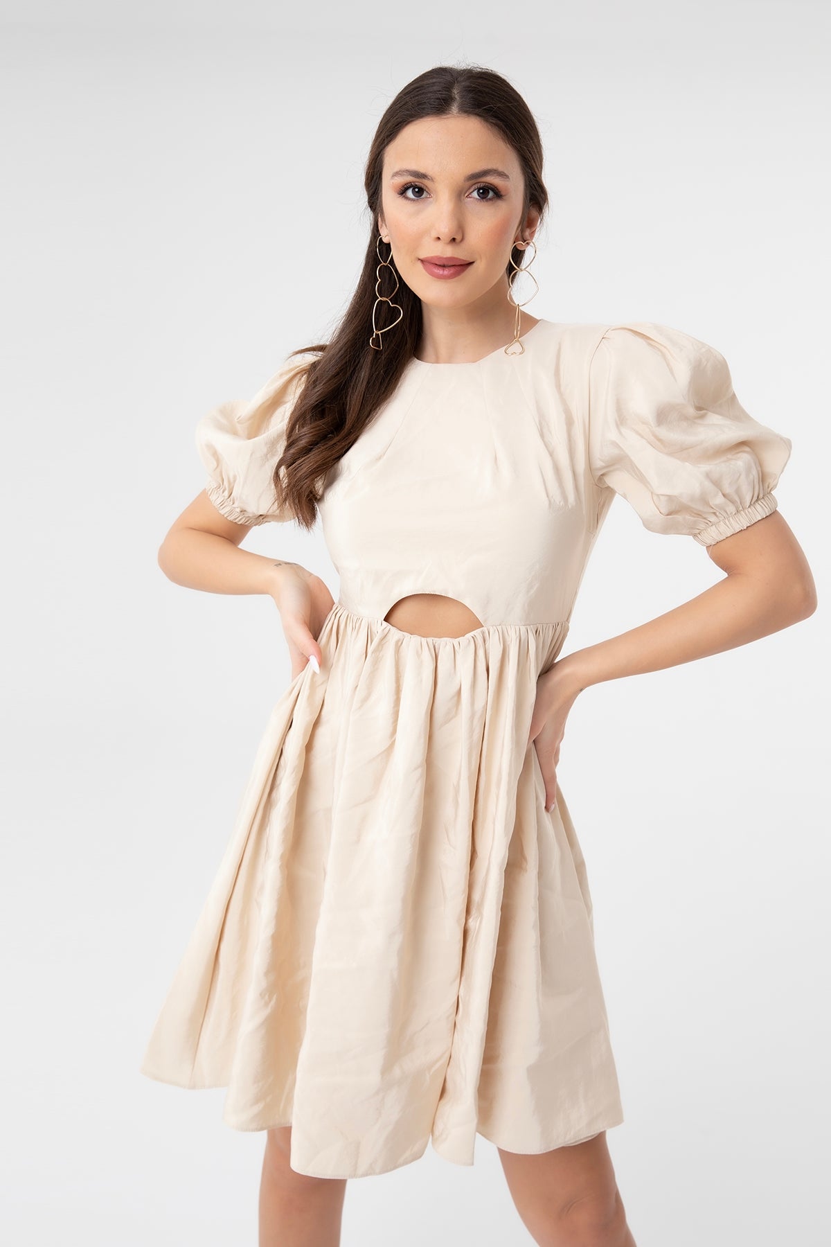 Kadın Poplin Yarım Kol Elbise - 31069ELB