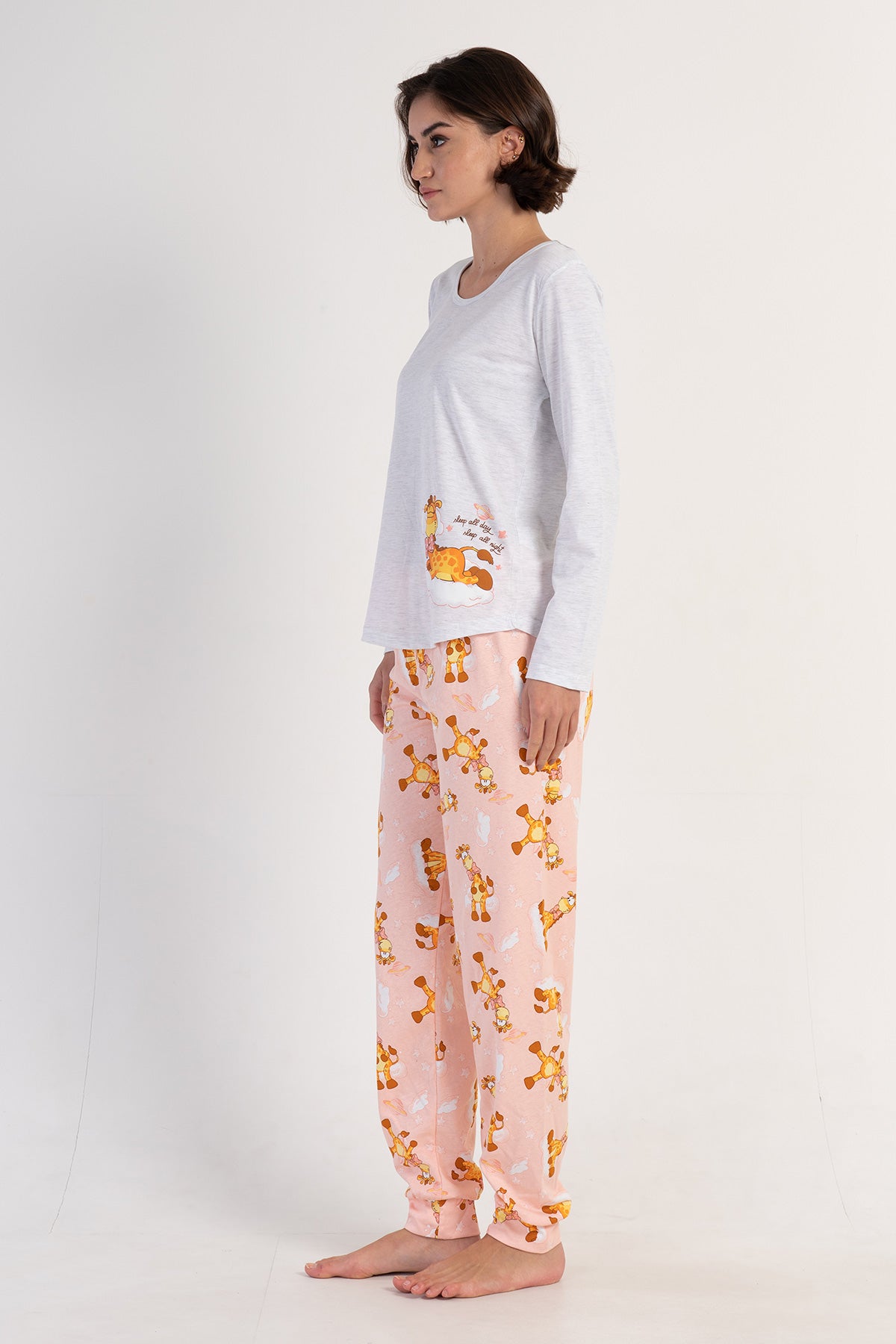 KADIN P.SUPREM O YAKA UZUN KOL ETEGI OVAL MANSETLI PIJAMA TAKIM