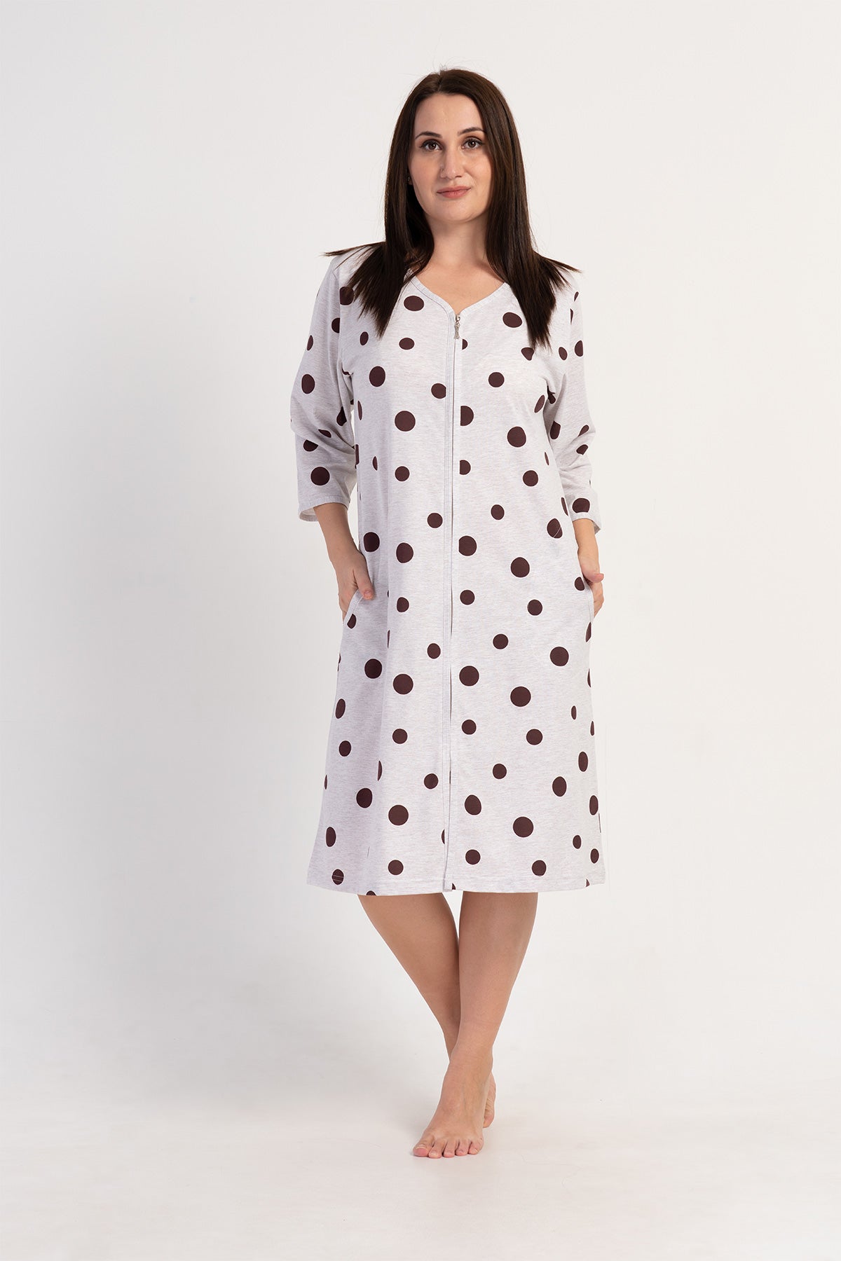 KADIN P.SUPREM XXL 3/4KOL FERMUARLI CEPLI EV ELBISESI