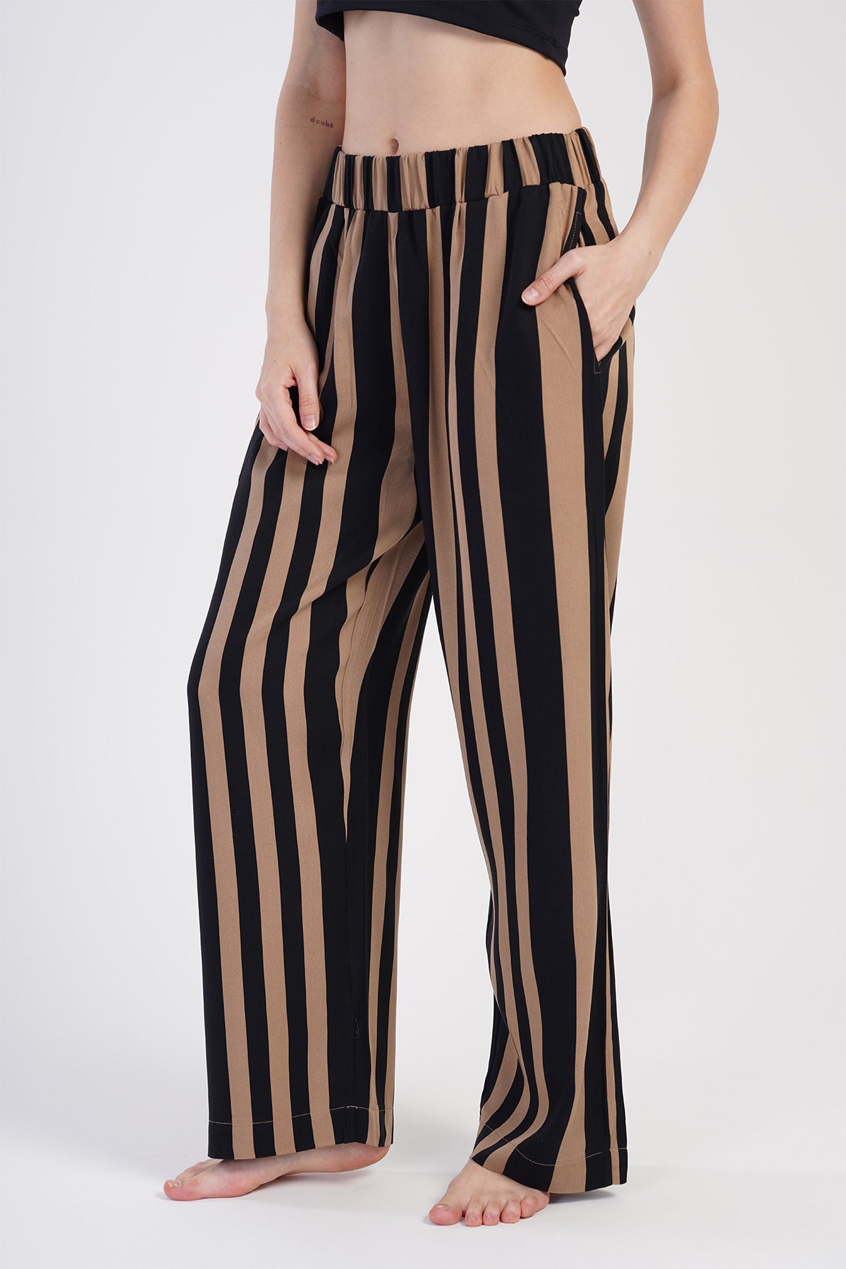 KADIN BELMANDO CEPLI TEK ALT PIJAMA - SIYAH