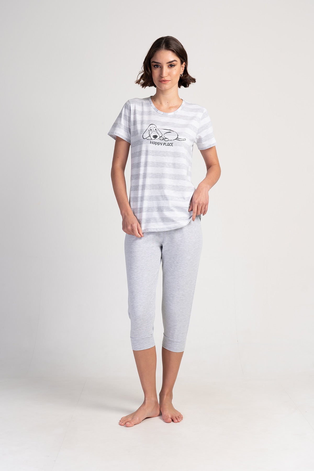 KADIN P.SUPREM O YAKA KISA KOL ETEGI OVAL MANSETLI KAPRI TAKIM