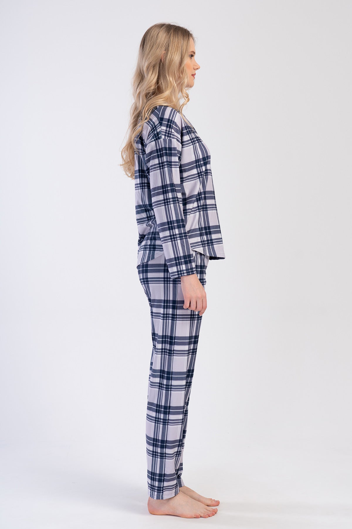 KADIN MICROSOFT MARLA O YAKA DUSUK OMUZLU UZUN KOL ETEGI OVAL CEPLI PIJAMA TAKIM