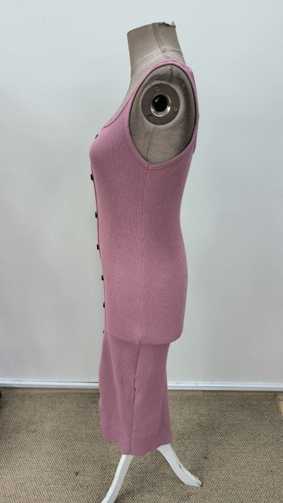 Women's Strap Square Neck Button-Front Midi Ribbed Dress, 31320