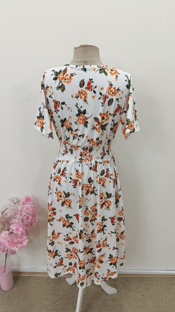 Women's Short Sleeve Wrap Neck Mini Patterned Supreme Dress, 32717