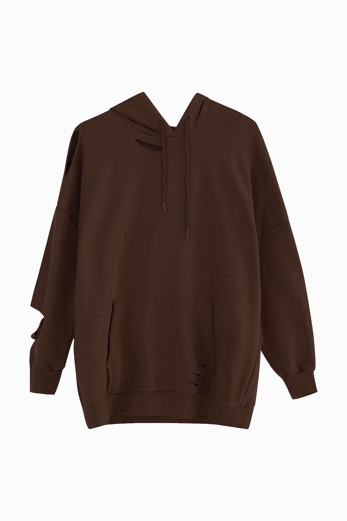 Kadın Kapüşonlu Sweatshirt - 31467SWT - BROWN
