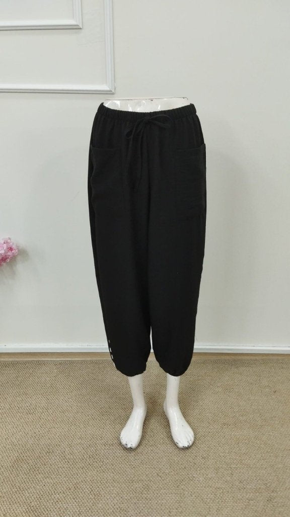 Kadın Beli Lastikli Bağcıklı Düğme Detaylı Pantolon , 34632