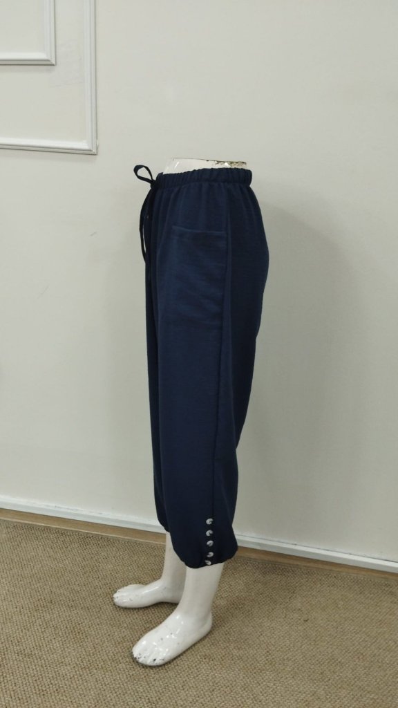 Kadın Beli Lastikli Bağcıklı Düğme Detaylı Pantolon , 36568