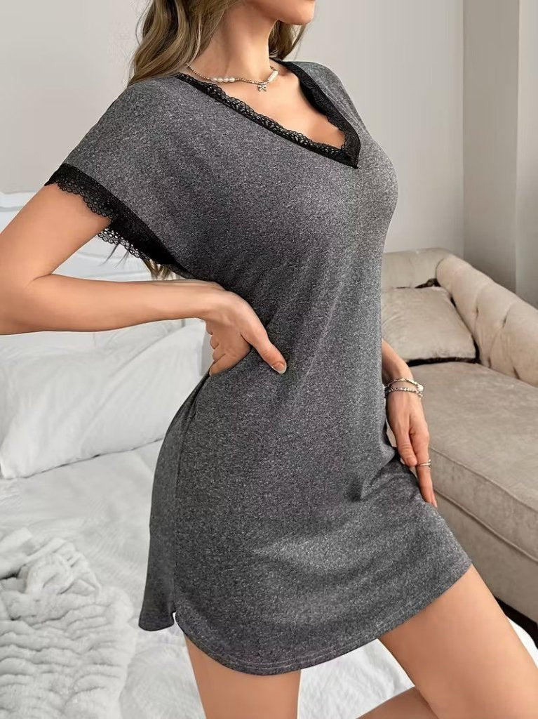 Women's Short Sleeve V-Neck Short Viscose Nightgown, 31604
