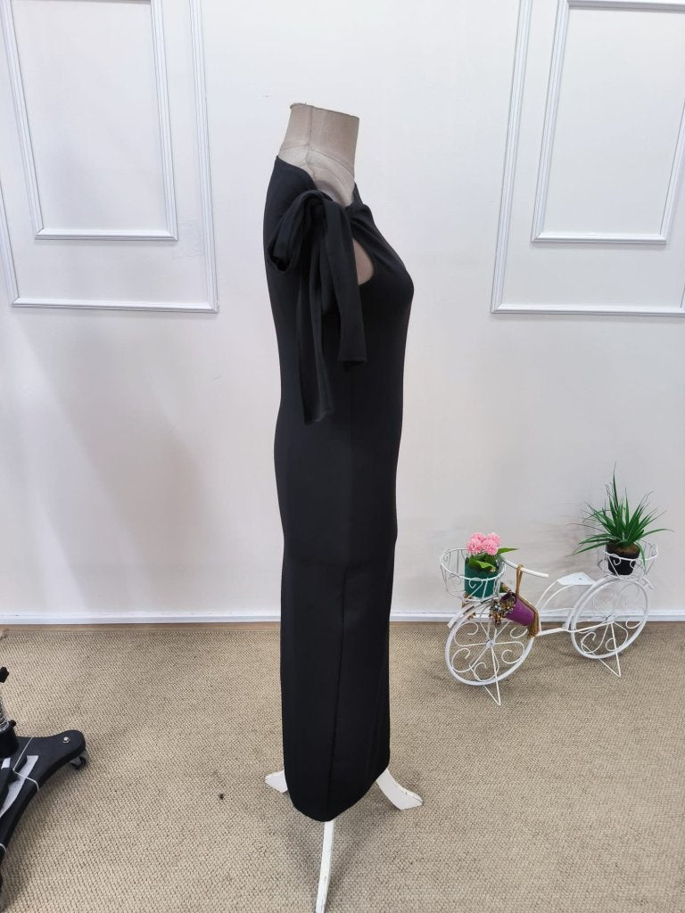 Women's Off-the-Shoulder Long Crepe Dress with Straps, 31853