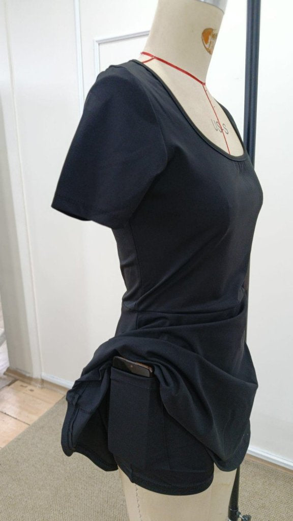Women's Short-Sleeved Square Neck Pocket Detail Scuba Jumpsuit, 31914
