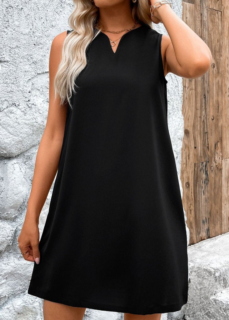 Women's Strap V-Neck Wide Cut Short Shimmer Crepe Dress, 32121