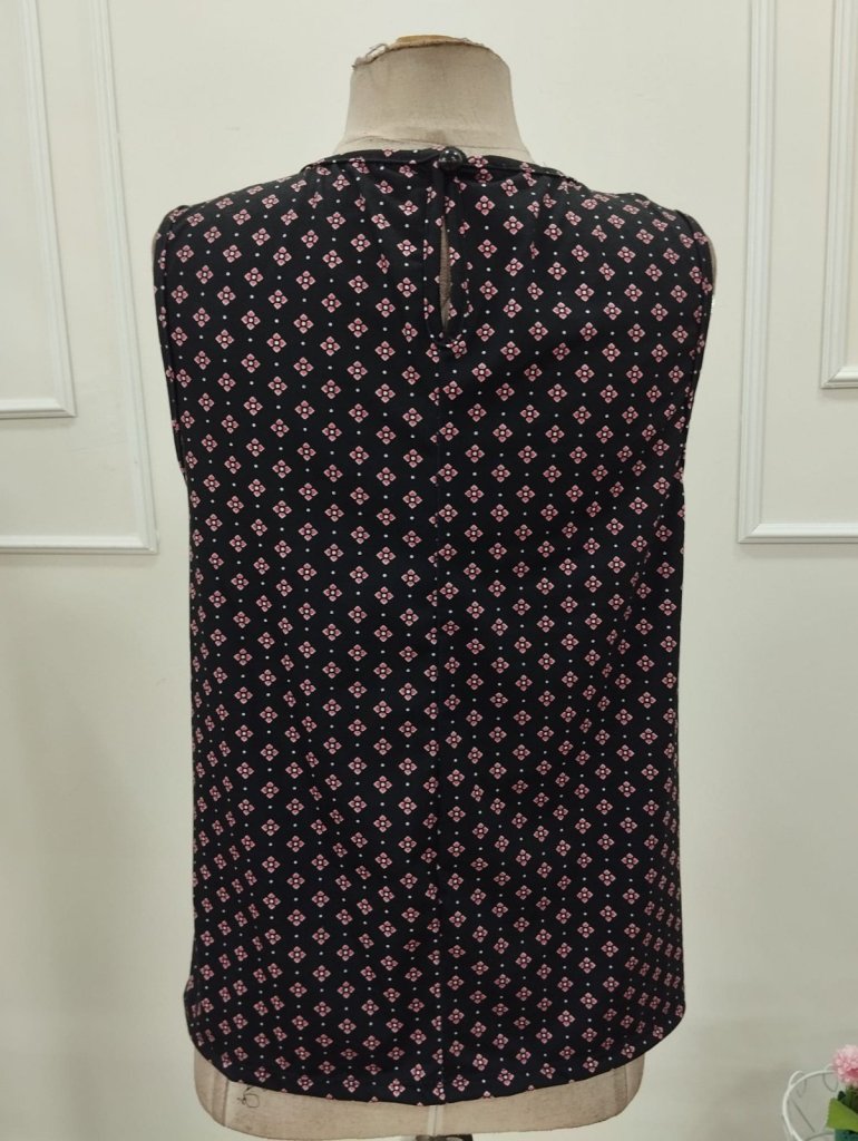 Women's Strappy Round Neck Patterned Supima Blouse, 32175
