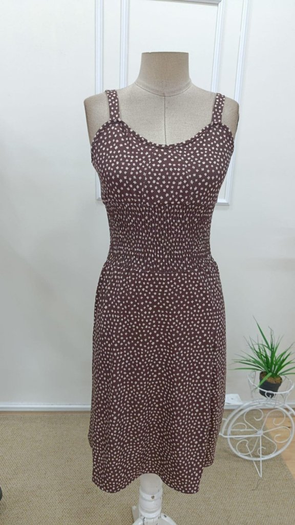 Women's Strappy Elastic Waist Slit Midi Dress, 32313