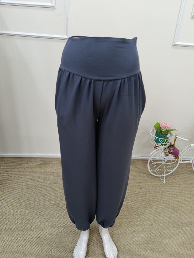 Women's High Waisted Ruched Pocket Wide Leg Viscose Two-Thread Trousers, 32472