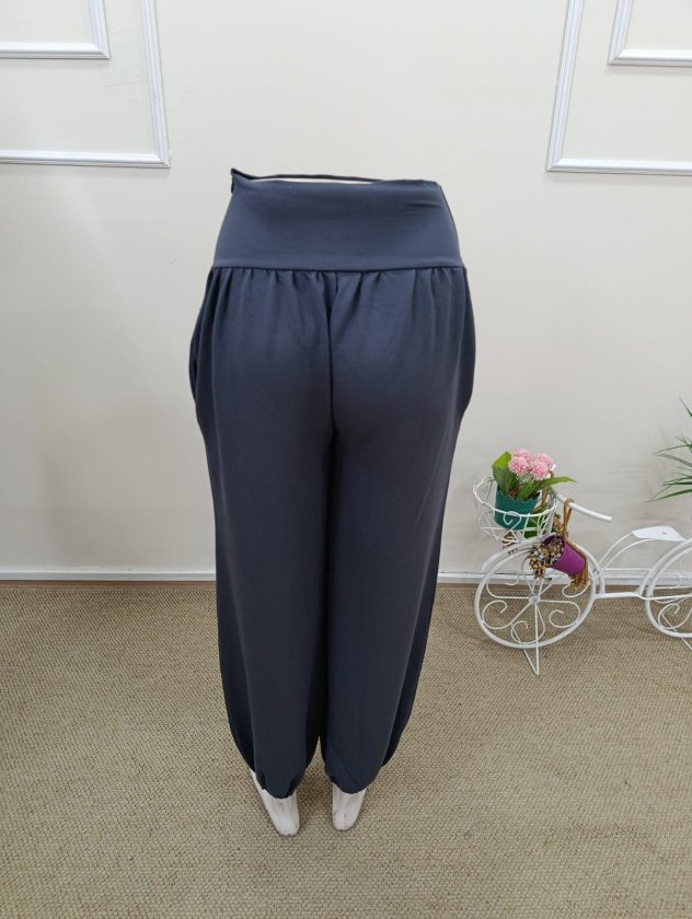 Women's High Waisted Ruched Pocket Wide Leg Viscose Two-Thread Trousers, 32472