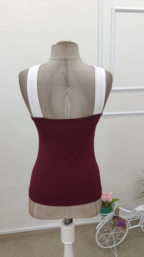 Women's Off-the-Shoulder Scuba Blouse with Crisscross Strap Detail on Front, 32695