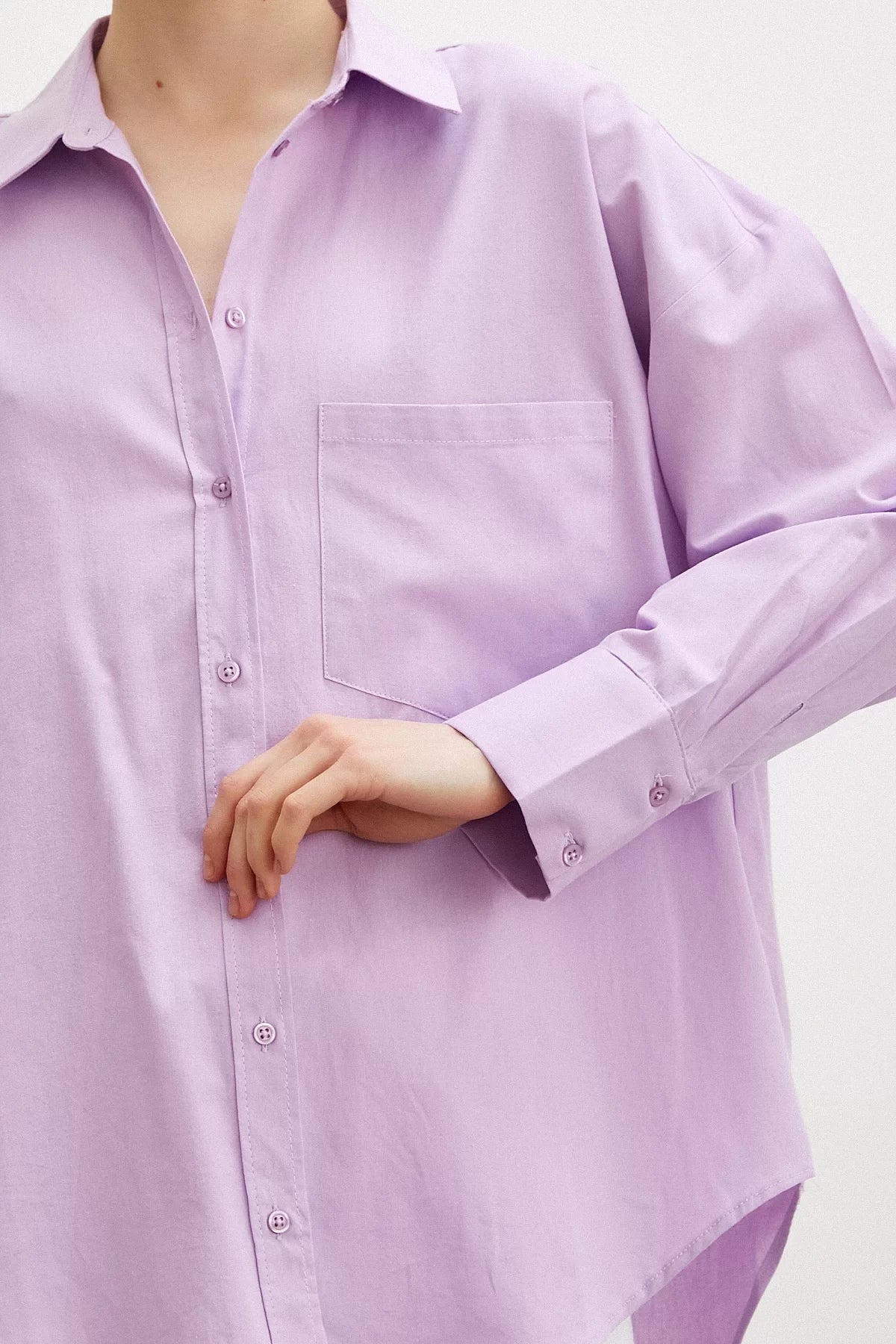 Regular Fit Poplin Gömlek - Lila