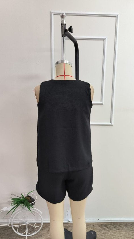 Kadın Kısa Kollu V Yakalı Bluz Ve Kısa Short Ikili Takım, 37365