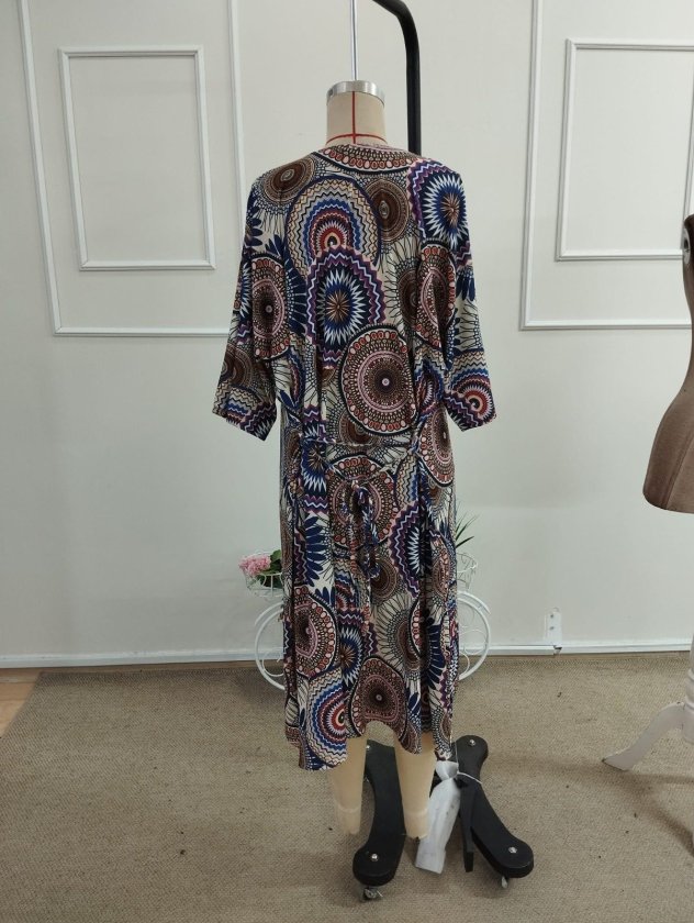 Kadın Kısa Kollu önü Açık Belden Kuşaklı Uzun Kimono, 35445