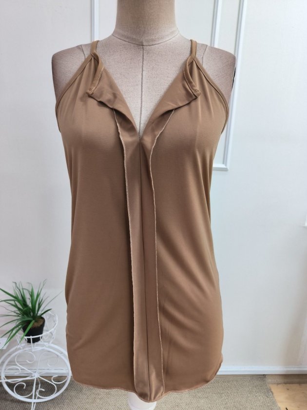 Kadın Ip Askılı önden Açılır Yaka Detaylı Sandy Bluz, 35451