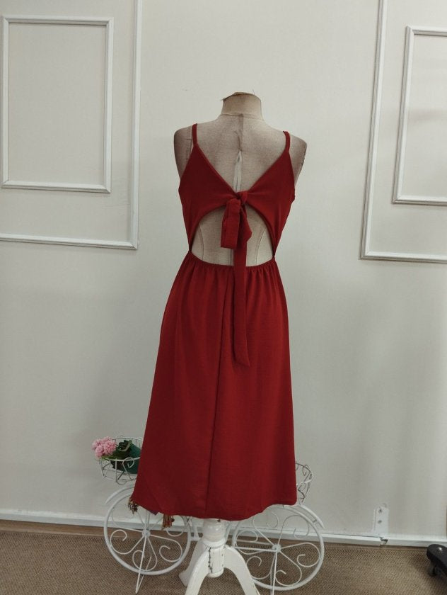 Kadın Ip Askılı Kruvaze Yakalı Yırtmaçlı Midi Aerobin Elbise, 37932