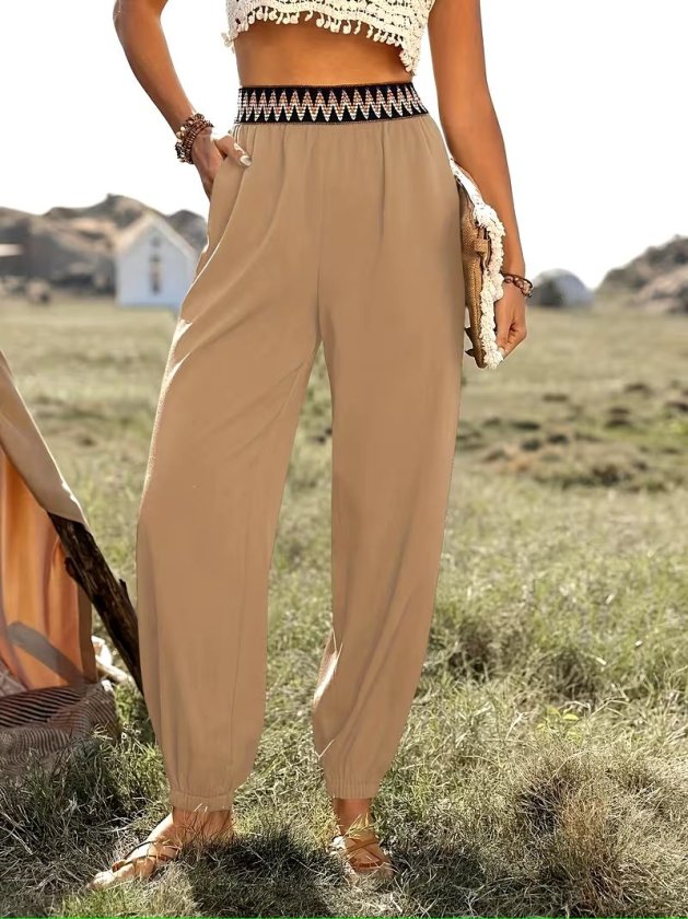 Kadın Yüksek Bel Beli Lastikli Dökümlü Ve Beli şeritli Pera Pantolon , 37381