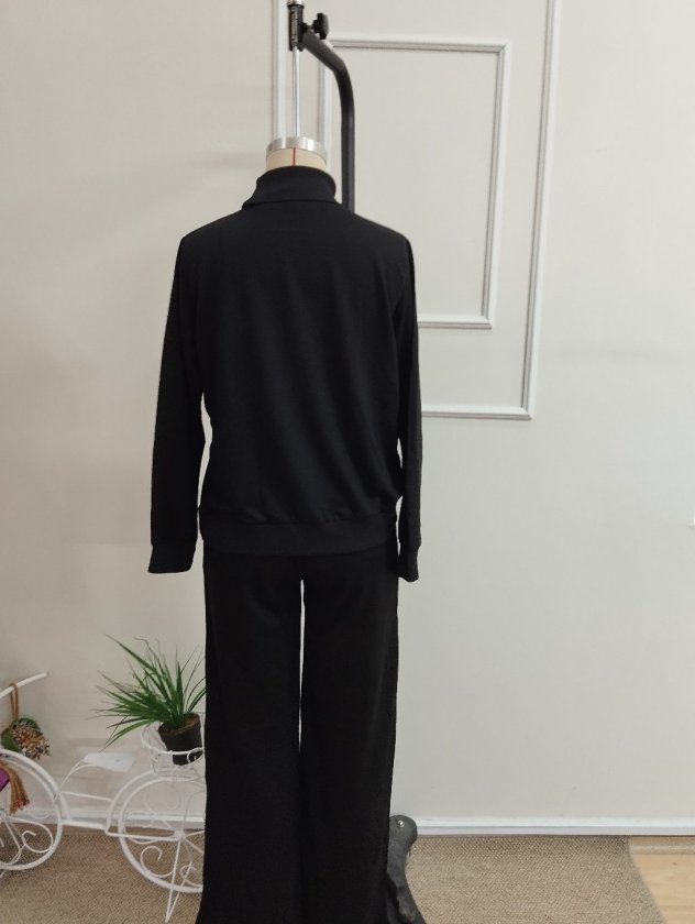 Kadın Uzun Kollu Balıkcı Yakalı Viskon Iki Iplik Bluz Ve Pantolon Ikili Takım, 37415