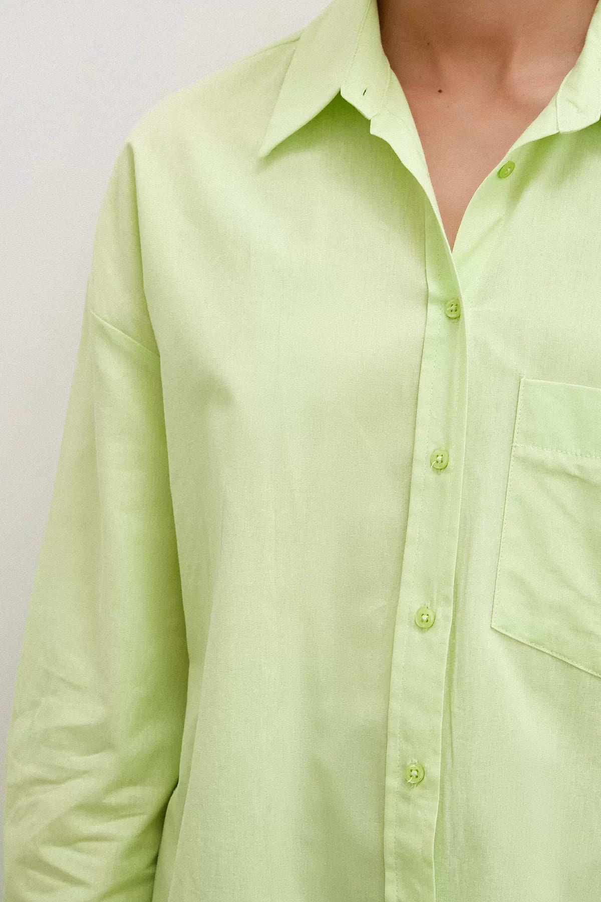 Regular Fit Poplin Gömlek - Yeşil
