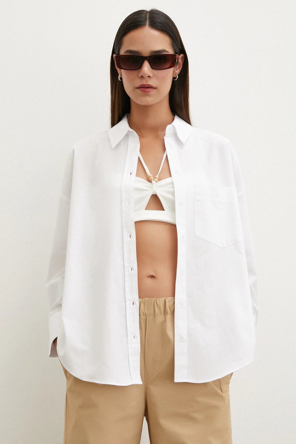 Regular Fit Poplin Gömlek - Beyaz