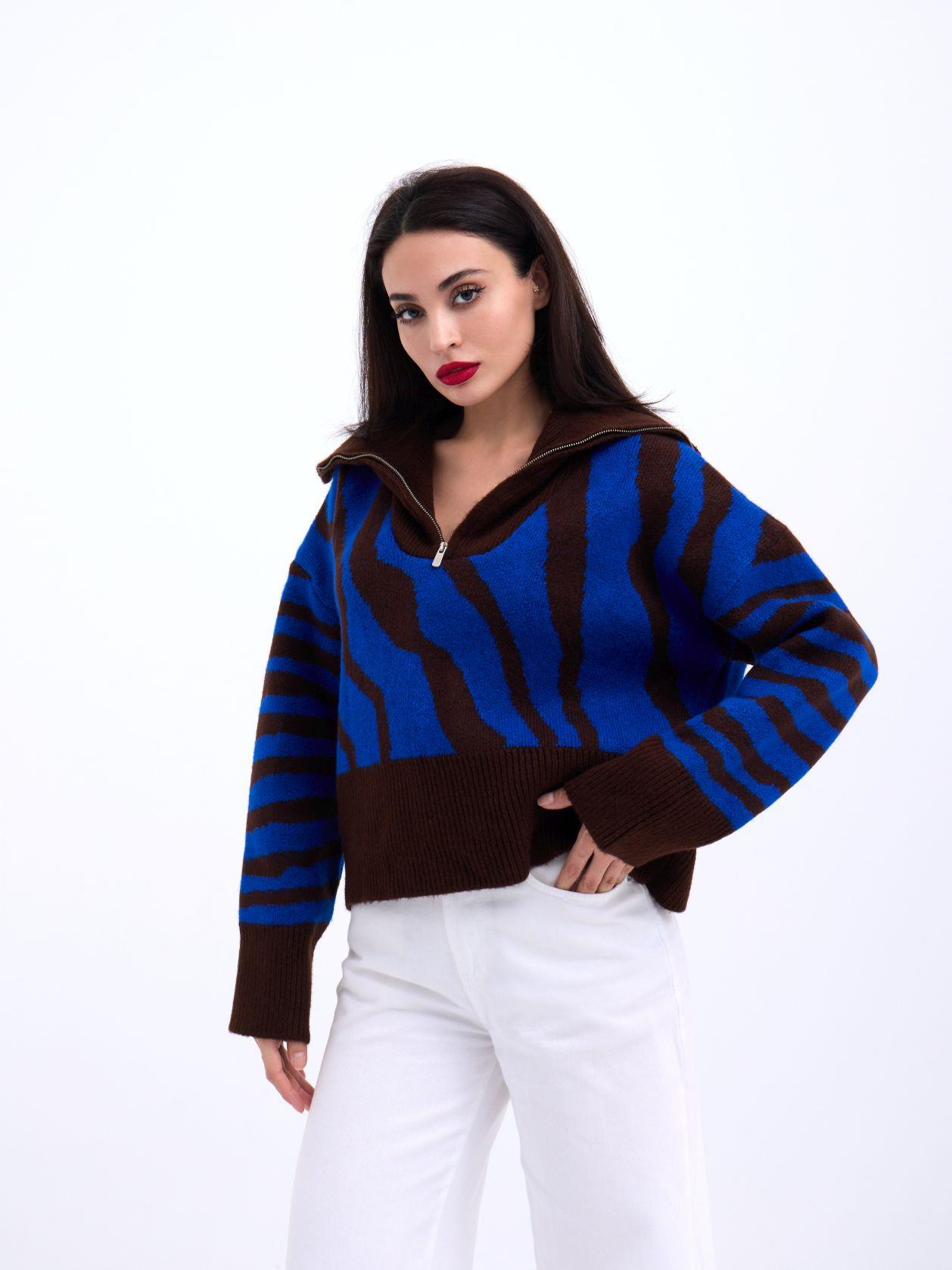 3928 TRİKO ZEBRA KAZAK-KAHVE-SAX