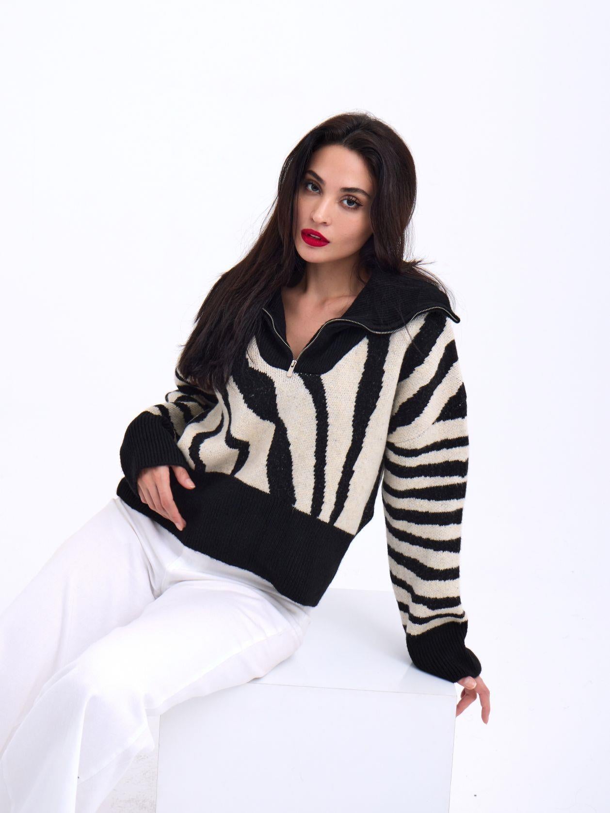 3928 TRİKO ZEBRA KAZAK-SİYAH-TAŞ