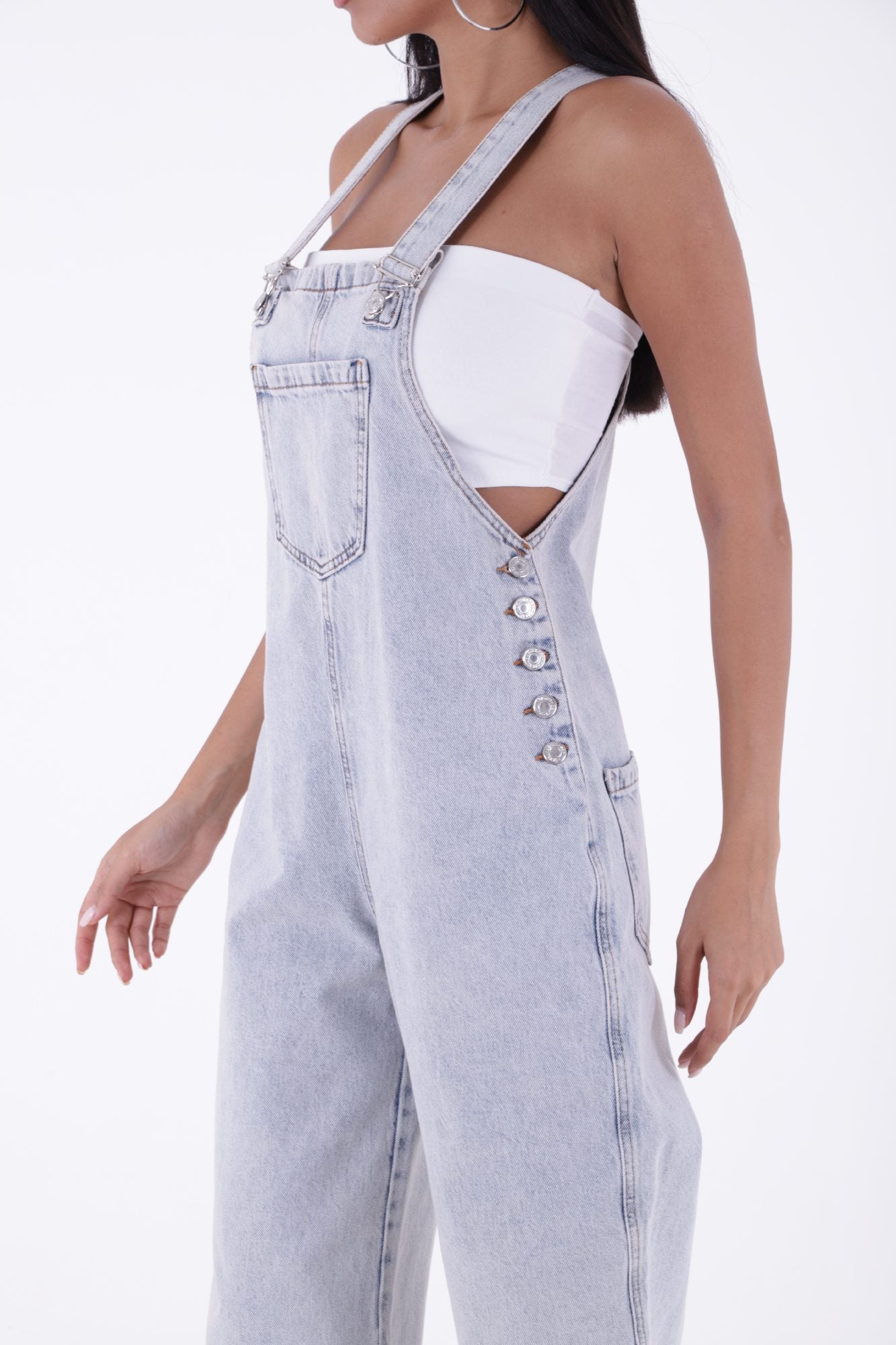 Bahçıvan Kot Salopet - Kar Yıkama Açık Mavi - (S-XL) - 4
