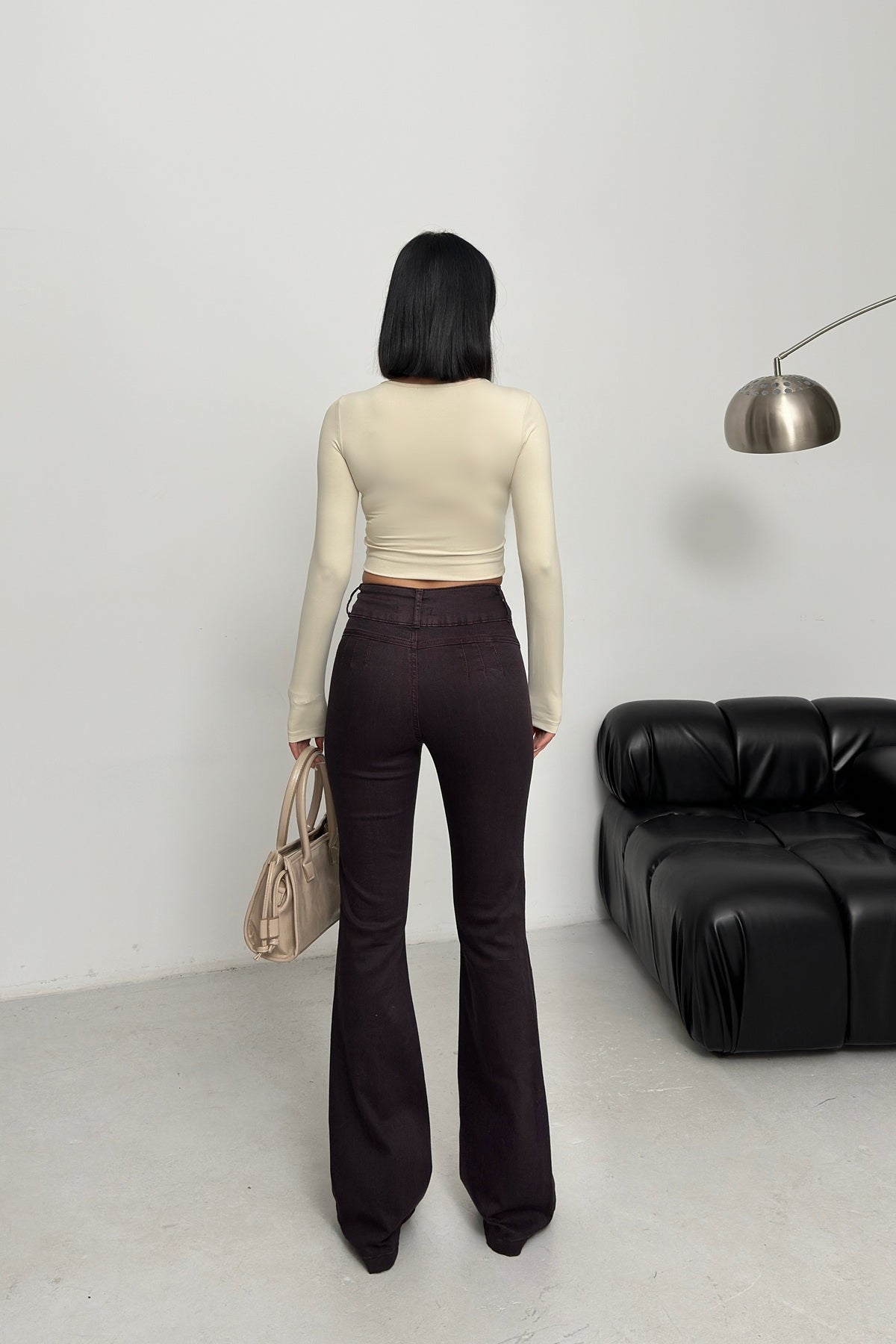 Dikişli Paça Bol Paça Relax Kot Pantolon 7026 - Bordo - (28-33) - 3